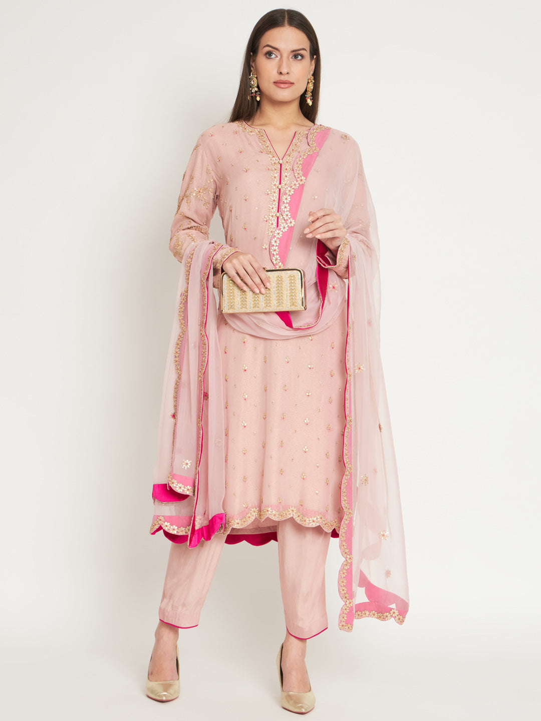 Embroidered Straight Kurta with Pant Set