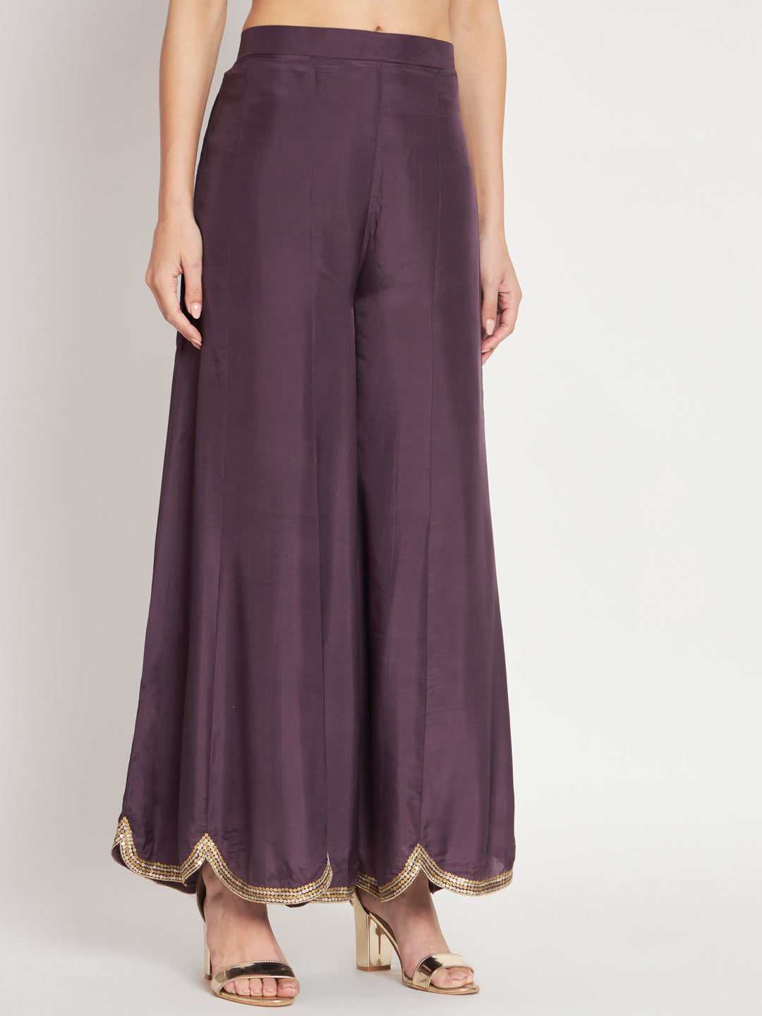 Purple and Pink Silk Kurta with Sequin Hand Embroidery