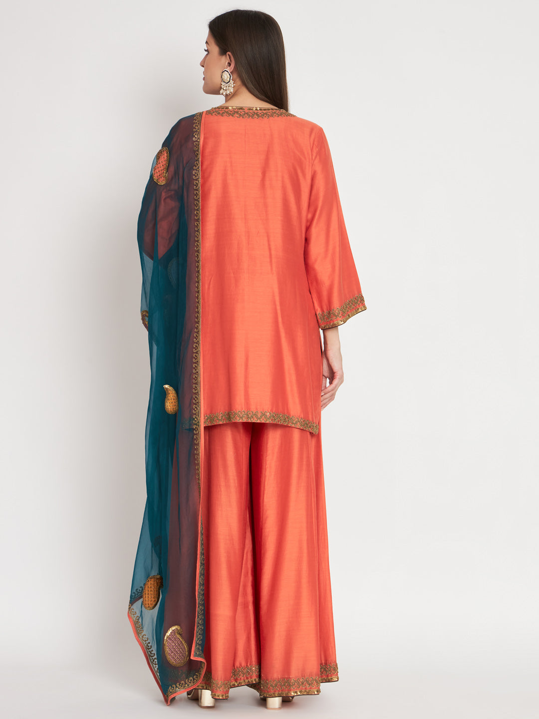 Silk Chanderi Kurta with Metal Hand Embroidery
