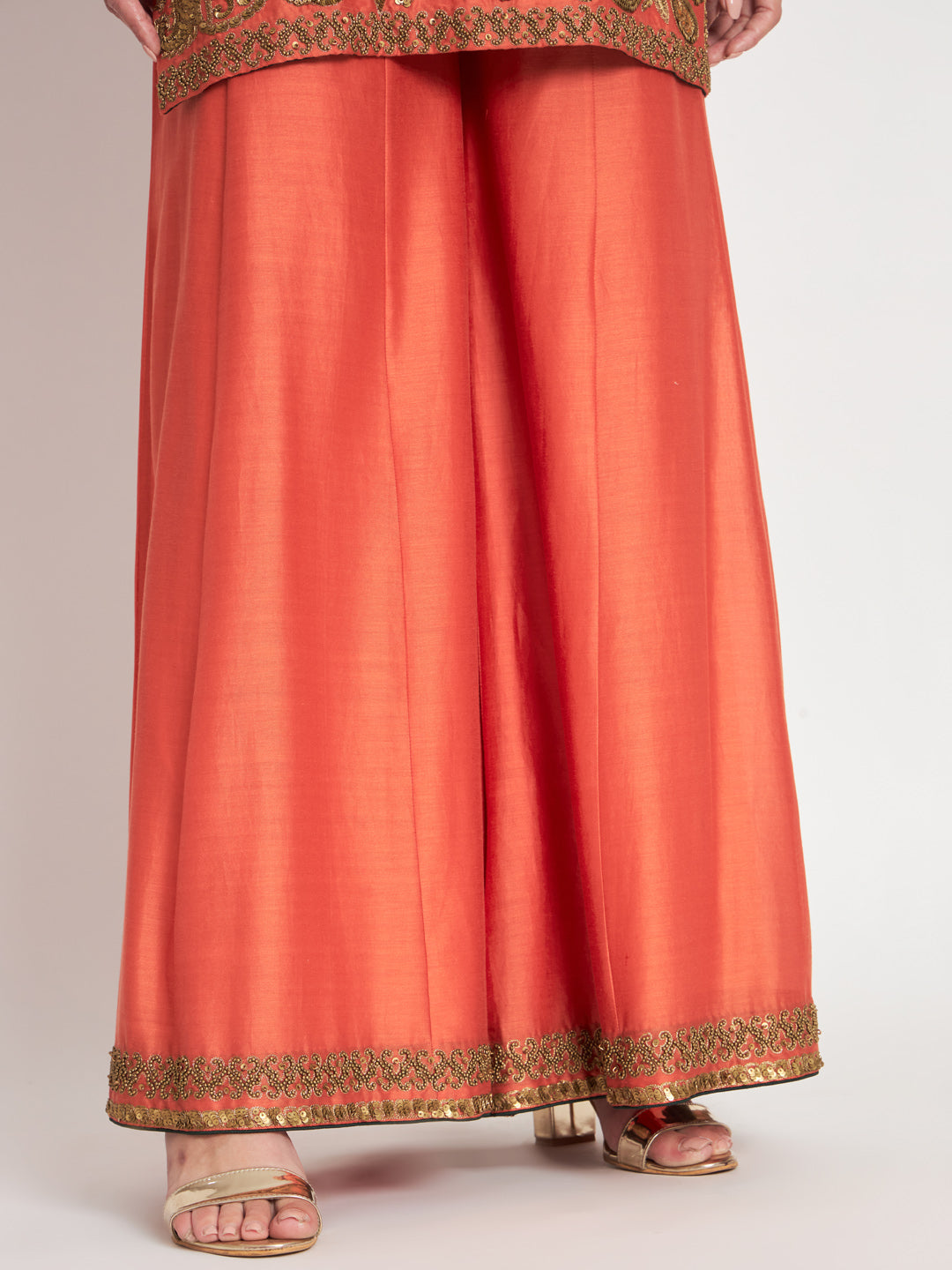 Silk Chanderi Kurta with Metal Hand Embroidery