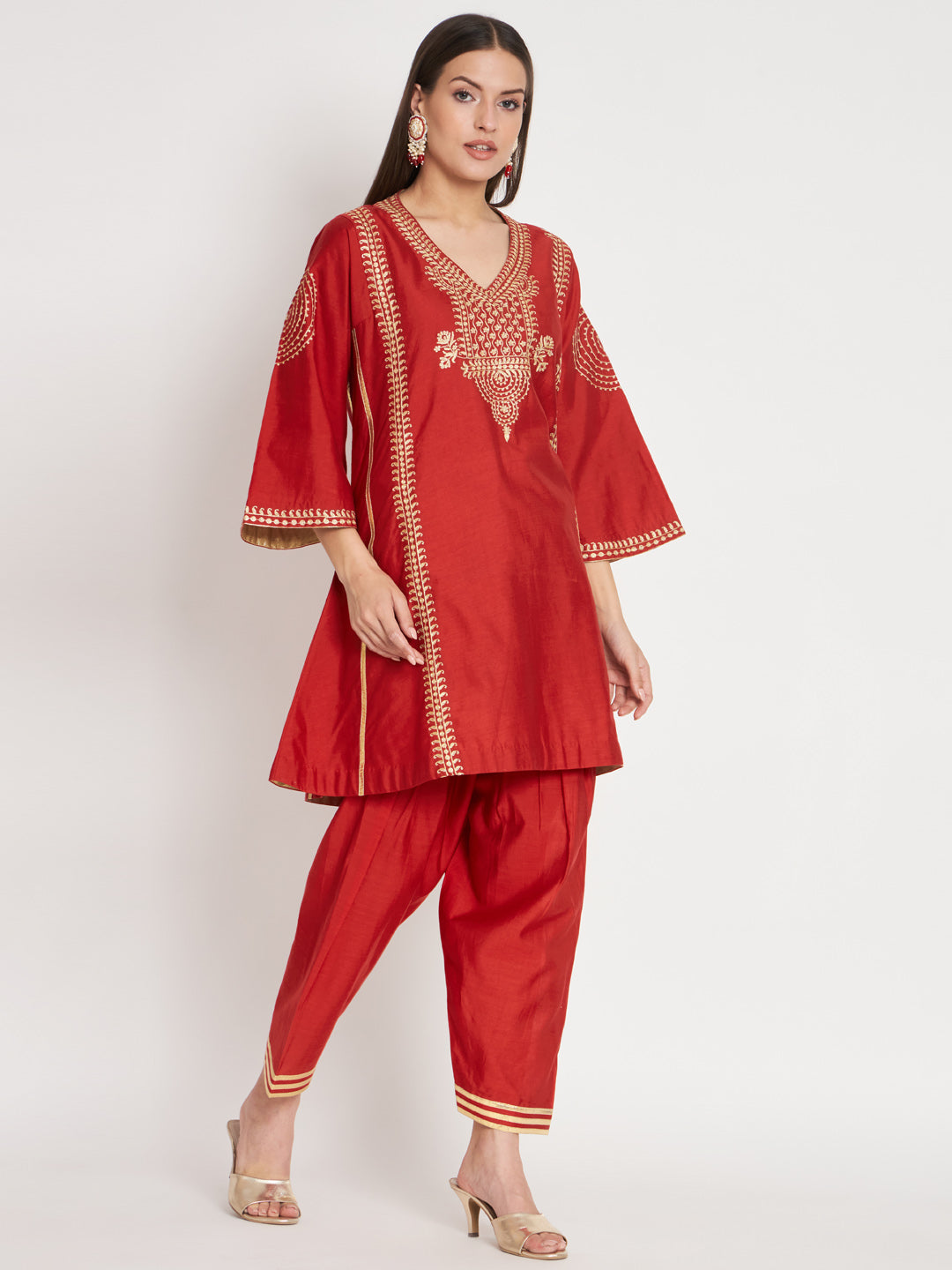 Silk Chanderi Kurta with Aari Work