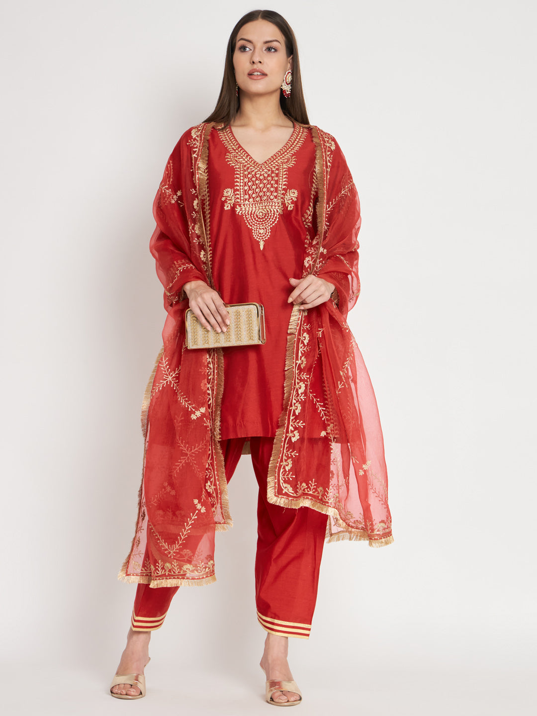 Silk Chanderi Kurta with Aari Work