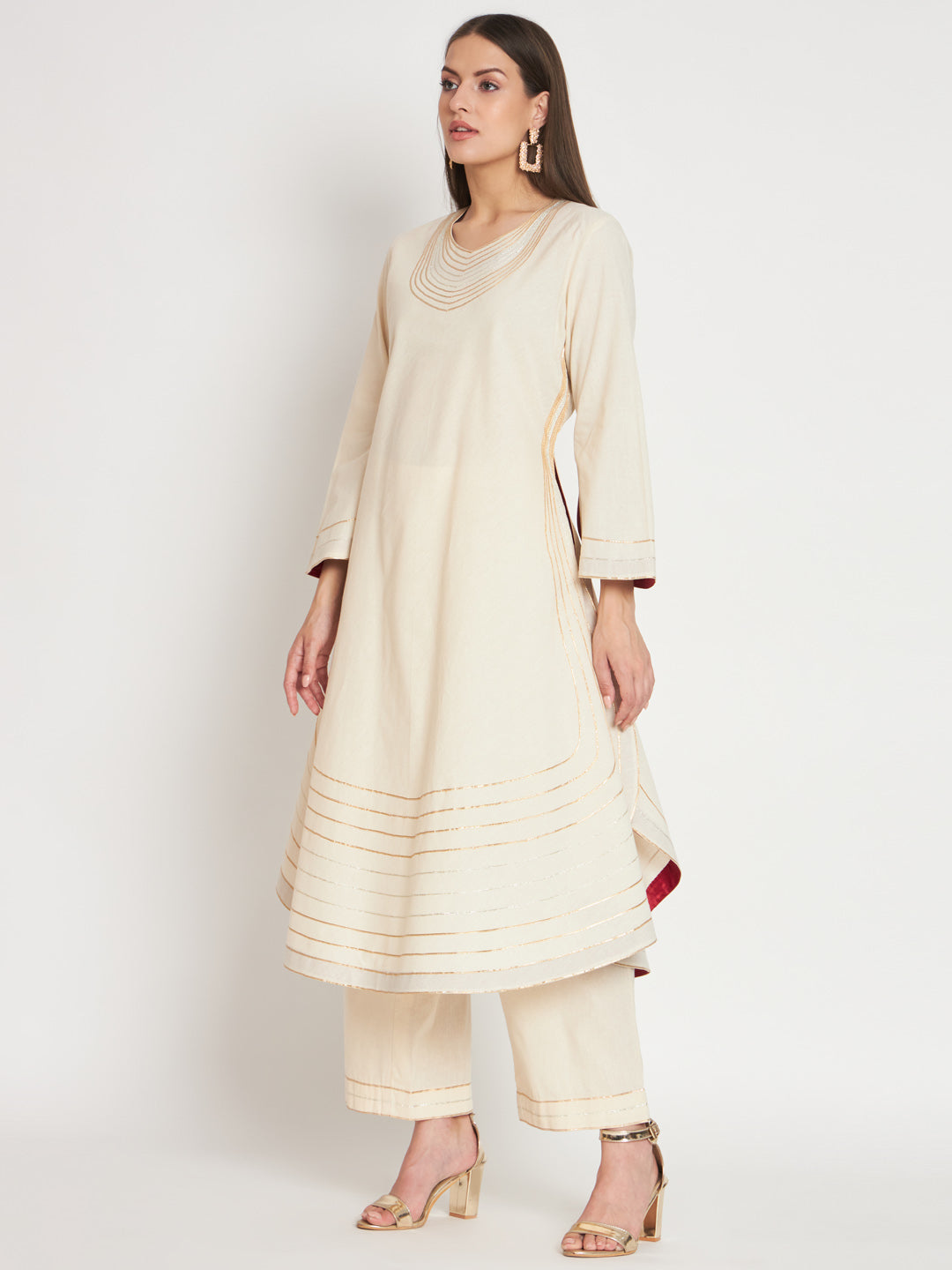 Ivory matka Kurta Set