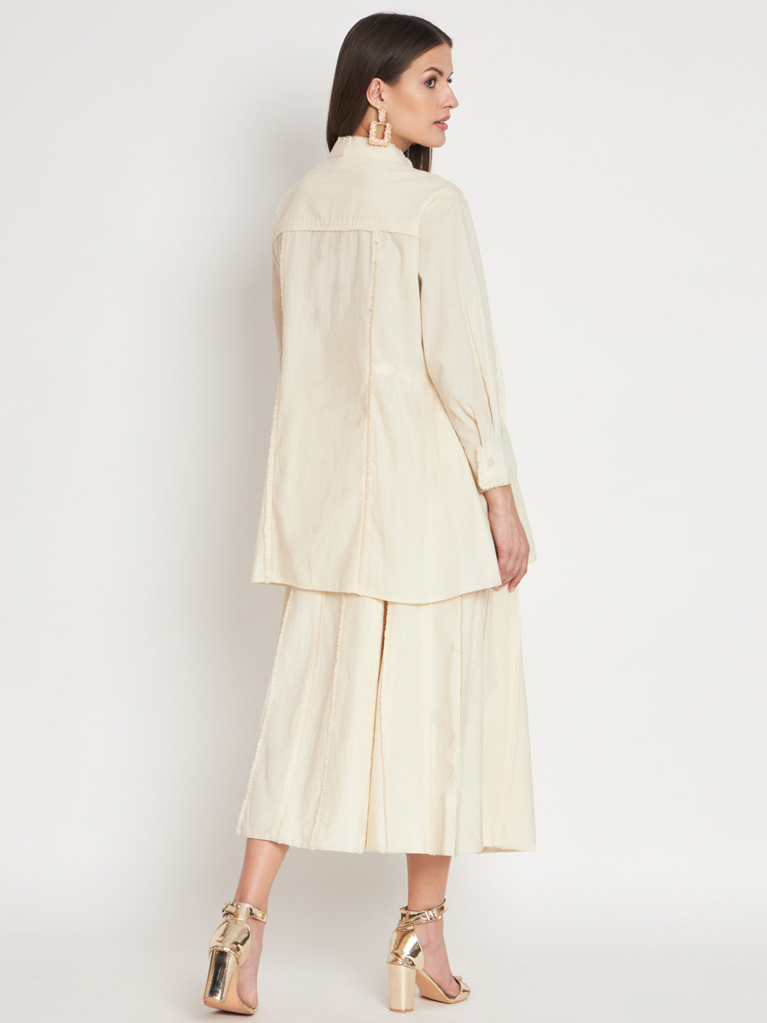 White Organic Cotton Kurta Set with Embroidery