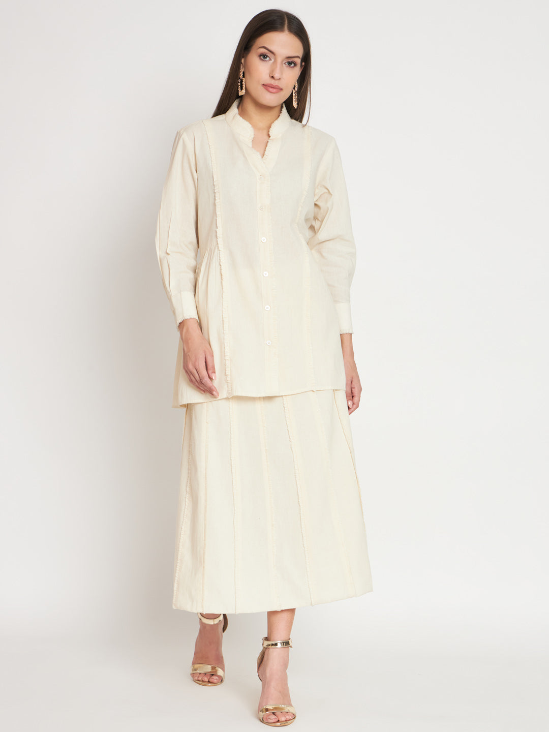 White Organic Cotton Kurta Set with Embroidery