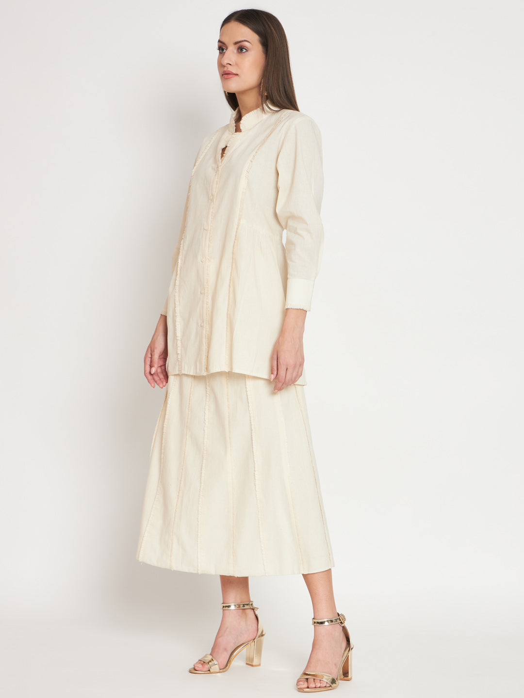 White Organic Cotton Kurta Set with Embroidery