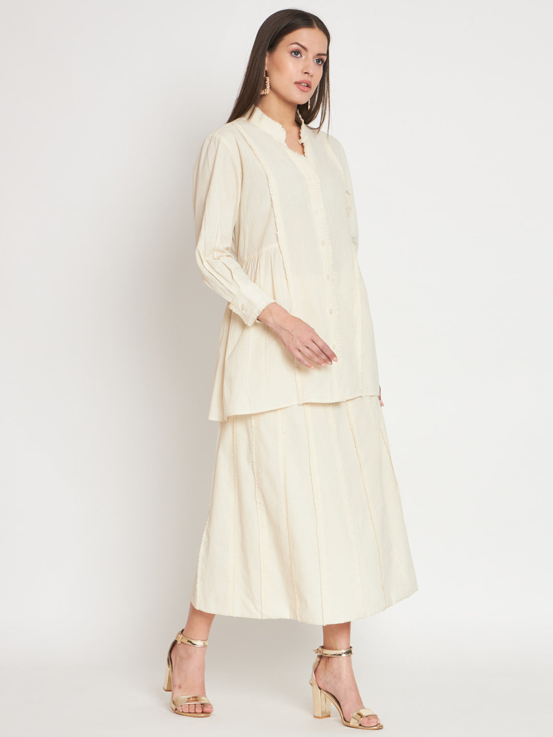 White Organic Cotton Kurta Set with Embroidery