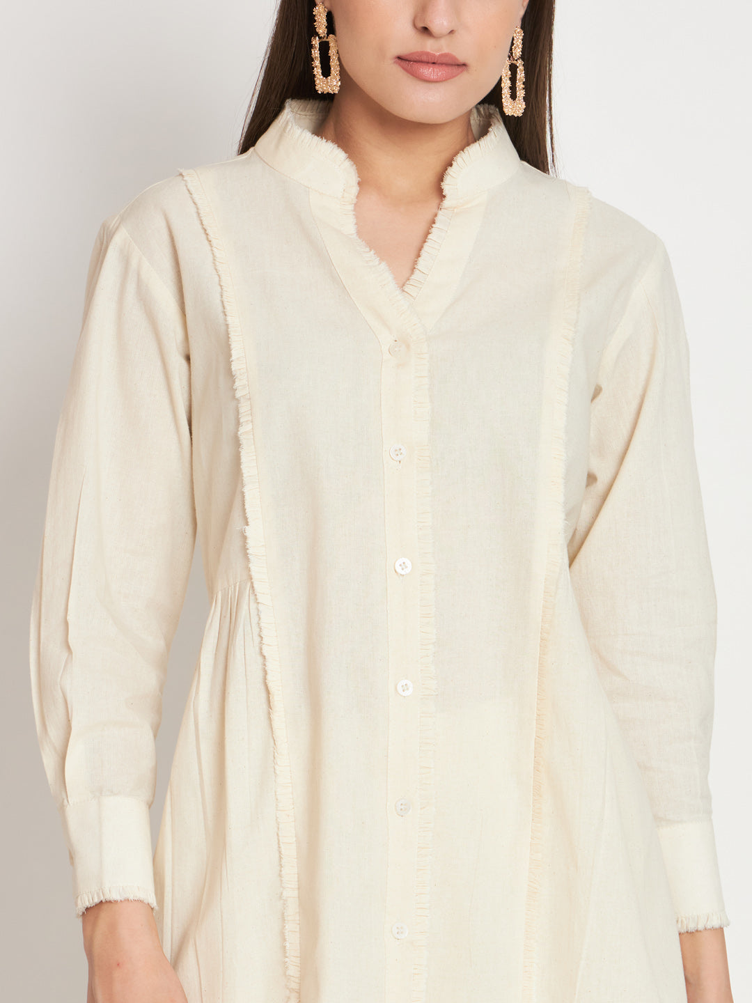 White Organic Cotton Kurta Set with Embroidery