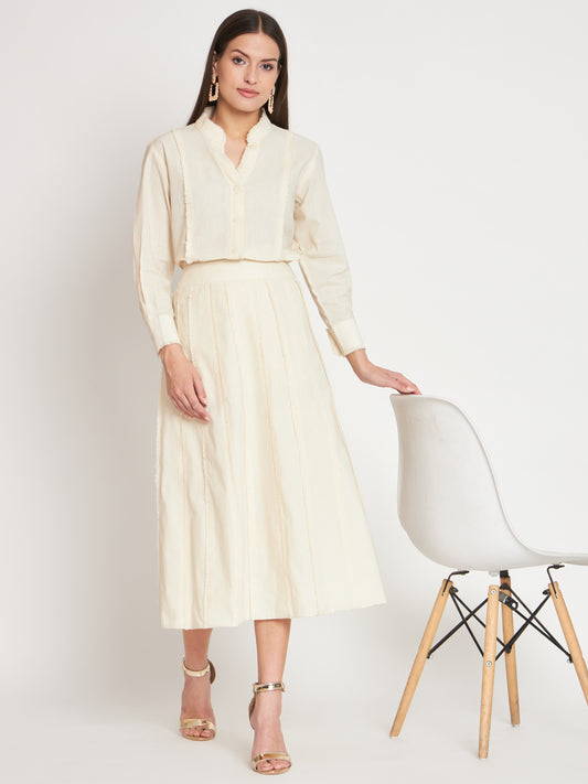 White Organic Cotton Kurta Set with Embroidery