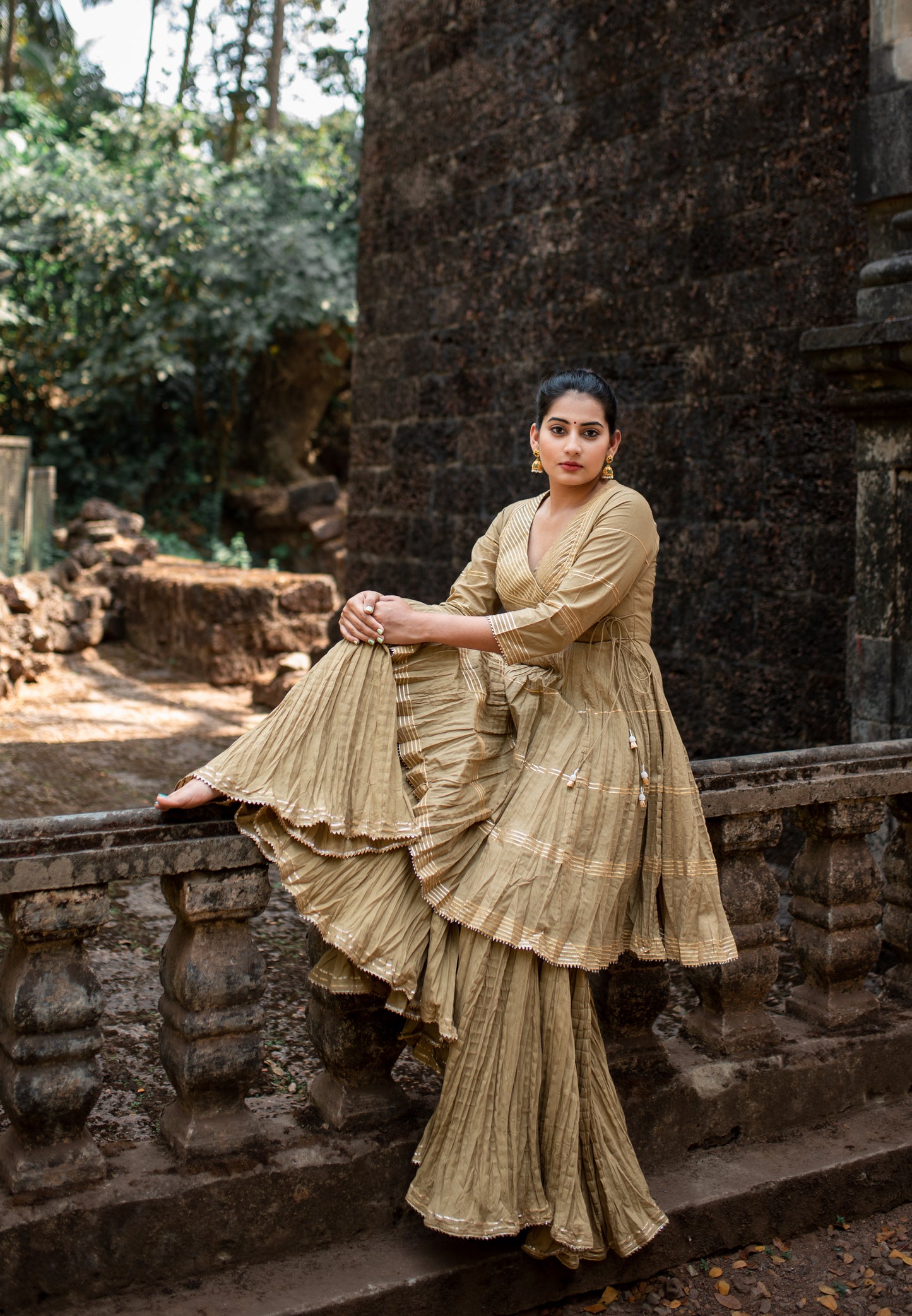 Angrakha Crushed Kurta Set