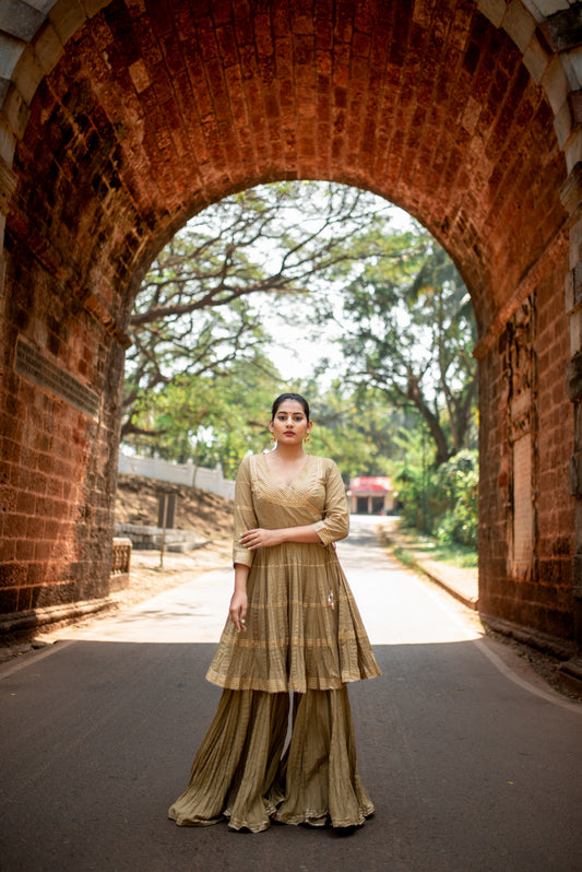 Angrakha Crushed Kurta Set