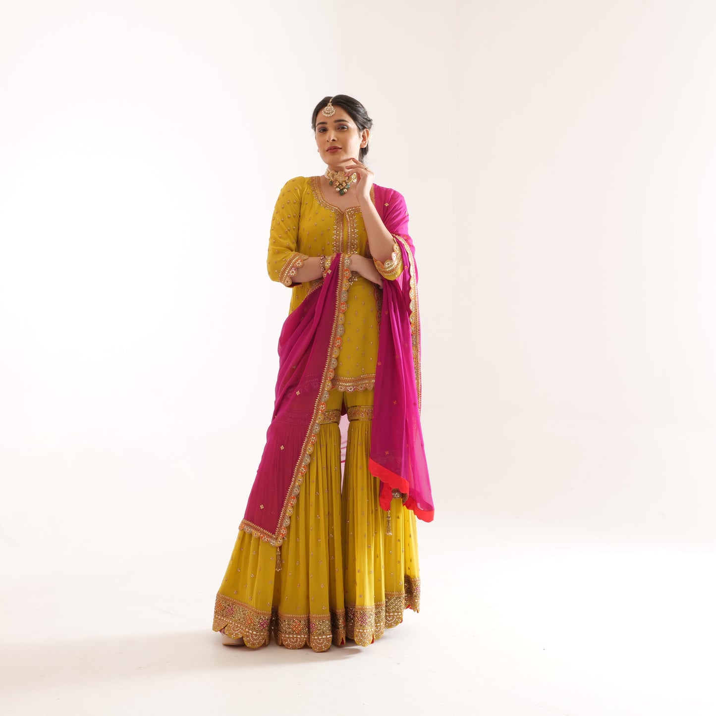 Georgette Garara Suit Set with Marori Work