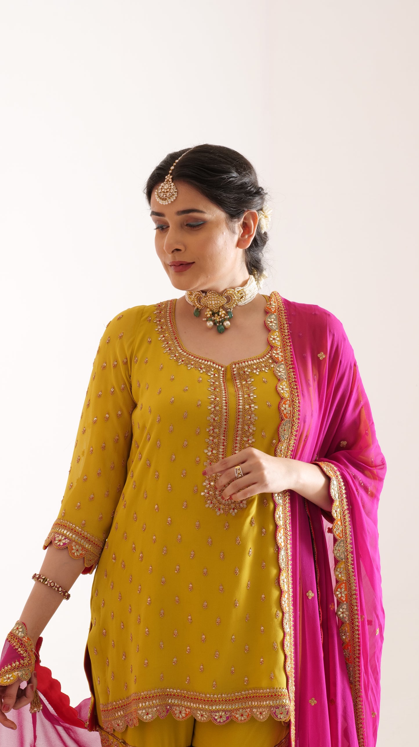 Georgette Garara Suit Set with Marori Work