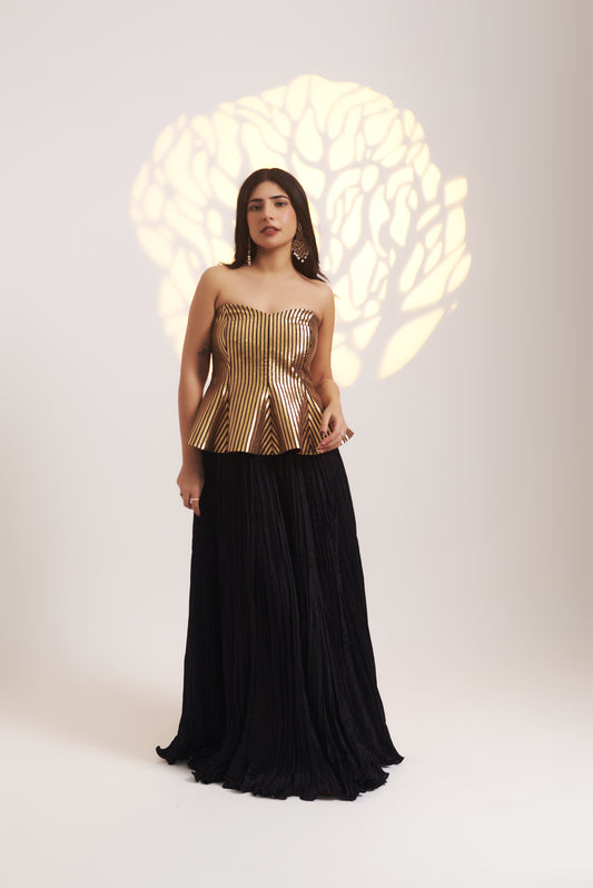 Midnight Gold Corset with black skirt