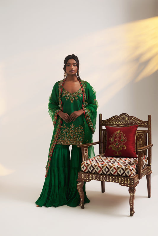Zardozi Raw Silk Garara Set