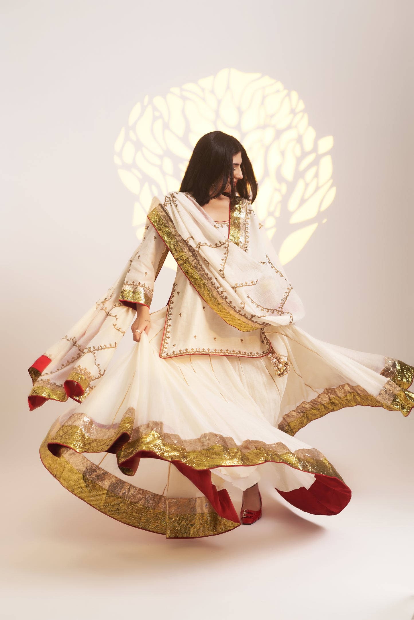 Ivory Gold Chanderi Lehenga Set