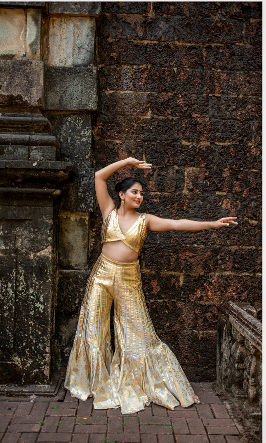 Zara Gold Sharara Set