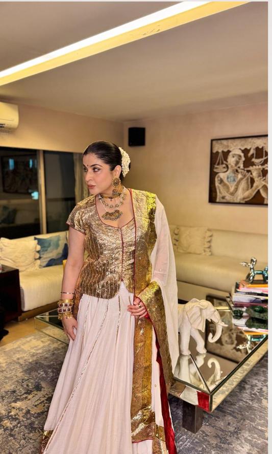 Aabha Gilded Mal Cotton Gharara Set