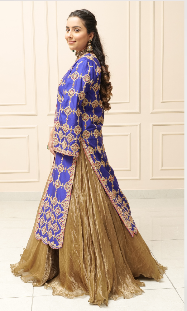 Pan Silk Jacket with Marori Handwork & Skirt