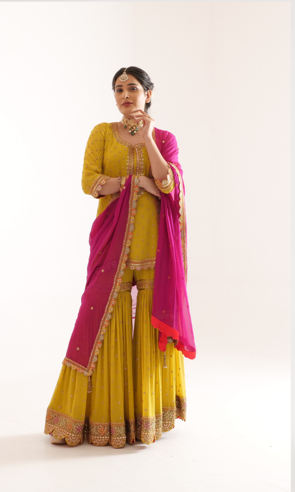 Georgette Garara Suit Set with Marori Work