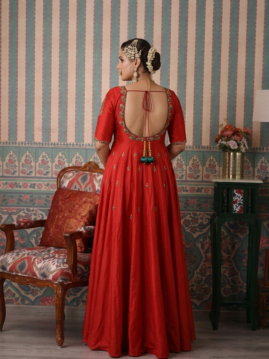 Saffron Royale Silk Chanderi Gown Set
