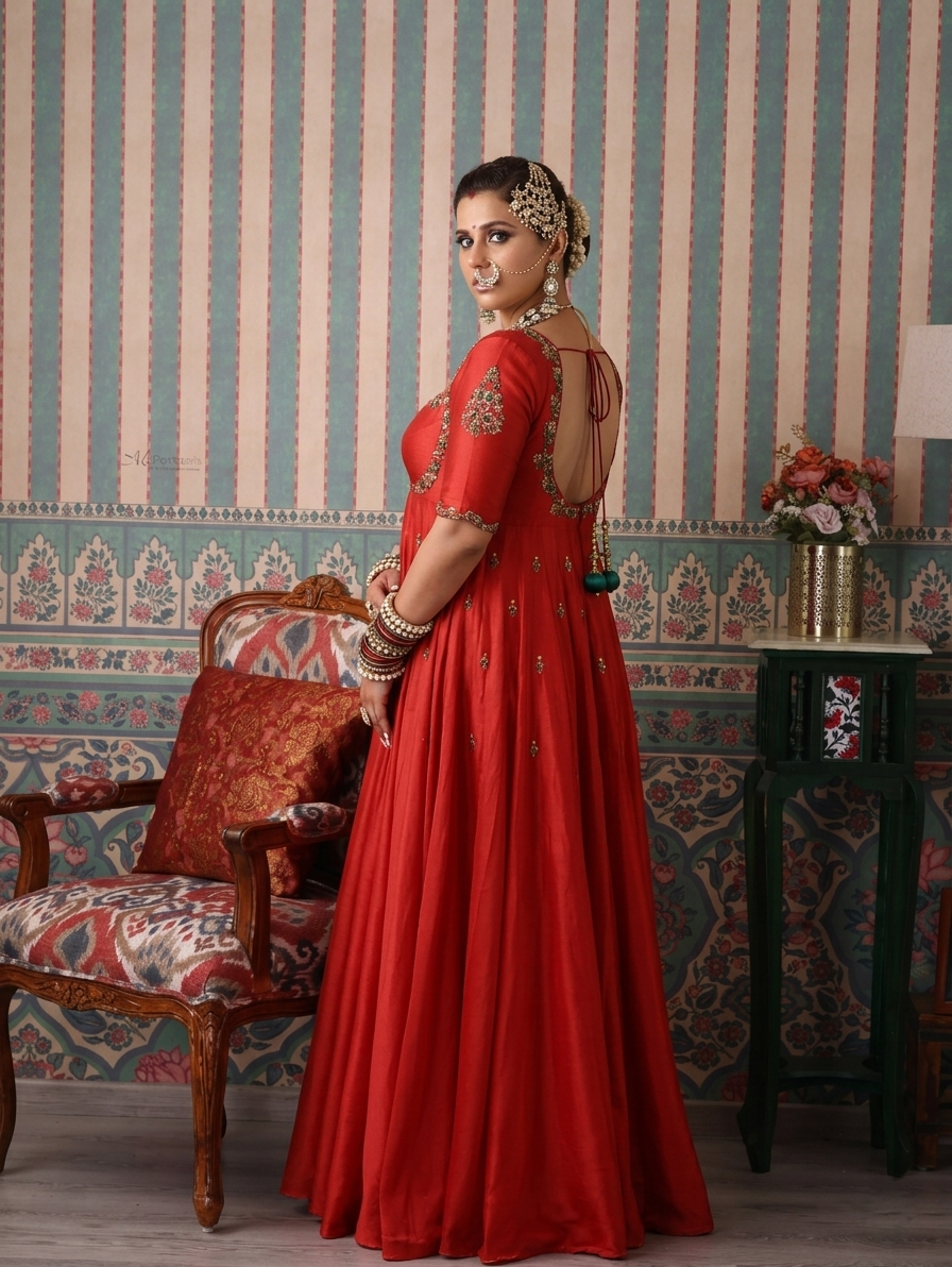 Saffron Royale Silk Chanderi Gown Set